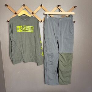Boys Under Armour Long Sleeve Shirt & REI Co-op Convertible Cargo Pants Set M L